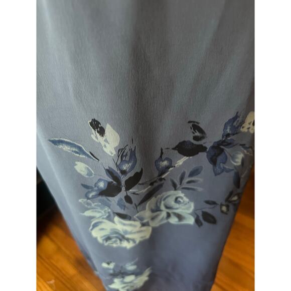 Petite Sophisticate Floral Maxi Skirt Women’s Blue Long Boho Casual Dressy - Picture 2 of 6